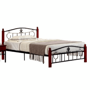 KONDELA Kovová posteľ s roštom, 140x200, MAGENTA