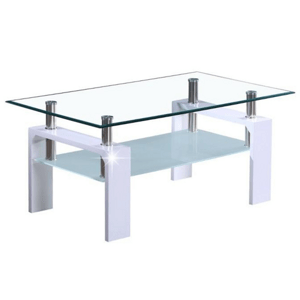 KONDELA Konferenčný stolík, biela extra vysoký lesk HG/sklo, LIBOR NEW