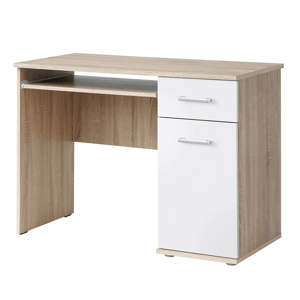 KONDELA PC stôl, dub sonoma/biela, EMIO TYP 6