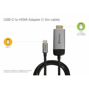 Verbatim adaptér USB-C 3.1 GEN 1 na HDMI 4K(M),  150 cm kabel