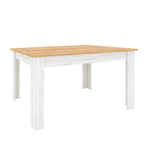 KONDELA Jedálenský stôl, rozkladací, dub craft zlatý/dub craft biely, 135-184x86 cm, SUDBURY