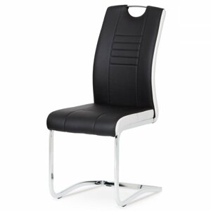 AUTRONIC DCL-406 BK jedálenská stolička, koženka čierna / biele boky, chróm