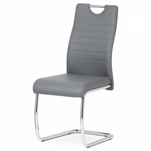 AUTRONIC DCL-418 GREY jedálenská stolička, koženka sivá, chróm