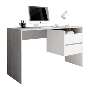 KONDELA PC stôl, betón/biely mat, TULIO