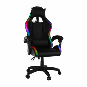 KONDELA Kancelárske/herné kreslo s RGB LED podsvietením, čierna, MAFIRO