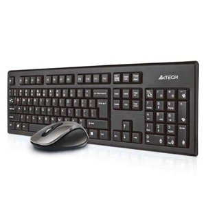 A4Tech 7100N, sada klávesnice s bezdrôtovou optickou myšou, AAA, CZ, klasická, 2.4 [Ghz], bezdrôtová, čierna