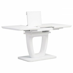 AUTRONIC HT-430 WT Jedálenský stôl 110+-40x75 cm, biela 4 mm sklenená doska, MDF, biely matný lak