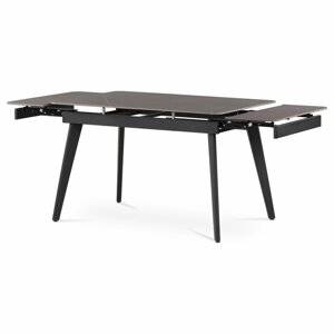 AUTRONIC HT-405M GREY Jedálenský stôl 120+30+30x80 cm, keramická doska sivý mramor, kov, čierny matný lak