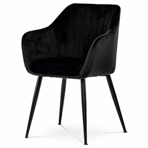AUTRONIC PIKA BK4 Jedálenská stolička, poťah čierna matná zamatová látka, kovové nohy, čierny matný lak