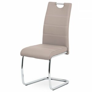 AUTRONIC HC-481 LAN jedálenská stoličky ekokoža lanýžová, biele prešitie/nohy kov, chróm