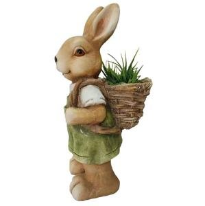 Dekorácia MagicHome Gecco, Zajačik s košíkom, magnesia, 22x19x46 cm