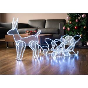 Dekorácia MagicHome Vianoce, Sob so saňami, 312x LED studená biela, 230V, 50 Hz, exteriér, 59x132x30 cm