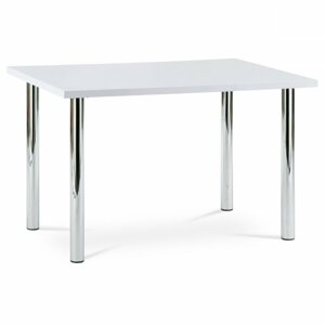 AUTRONIC AT-1914B WT jedálenský stôl 120x75cm, vysoký lesk biely, chróm