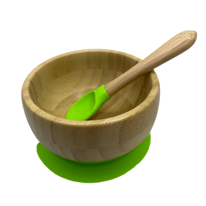 Martons bambusová miska s prísavkou a lyžička 400 ml, Lime