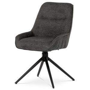 AUTRONIC HC-535 GREY2 Židle jídelní a konferenční, tmavě šedá látka, černé kovové nohy,  otočná P90°+ L 90° s vratným mechanismem - funkce res