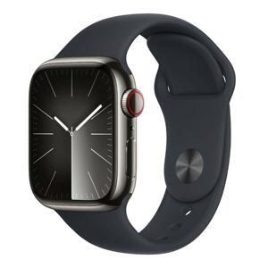 APPLE WATCH SERIES 9 GPS + CELLULAR 45MM GRAPHITE STAINLESS STEEL CASE MIDNIGHT SPORTB-S/M,MRMV3QC/A