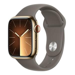APPLE WATCH SERIES 9 GPS + CELLULAR 45MM GOLD STAINLESS STEEL CASE WITH CLAY SPORTBAND-M/L,MRMT3QC/A
