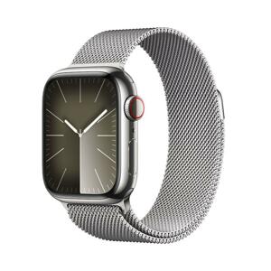 APPLE WATCH SERIES 9 GPS + CELLULAR 41MM SILVER STAINLESS STEEL CASE SILVER MILANESE LOOP,MRJ43QC/A