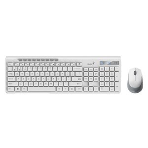 Genius SlimStar 8230, sada klávesnice s bezdrôtovou optickou myšou, 1x AA, 1x AA, CZ/SK, klasická, Dual-Mode typ bezdrôtová, biela