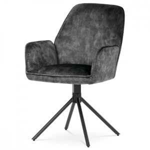 AUTRONIC HC-511 BK4 Židle jídelní a konferenční, černá látka v dekoru žíhaného sametu, kovové černé nohy