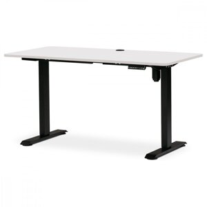 AUTRONIC LT-W140 WT Kancelářský stůl s elektricky nastavitelnou výší pracovní desky. Bílá deska. Kovové podnoží v černé barvě.