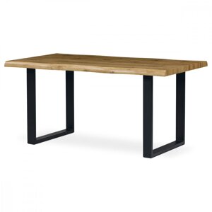 AUTRONIC HT-865 OAK Jedálenský stôl, 160x90x75 cm, MDF doska, 3D dekor divoký dub, kov, čierny lak