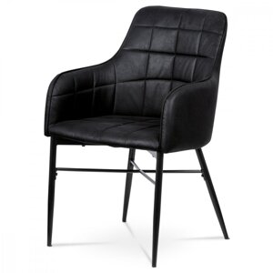 AUTRONIC AC-9990 BK3 Jedálenská stolička, poťah čierna látka v dekor vintage kože, kovová podnož, černý matný lak