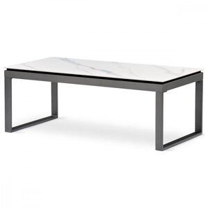 AUTRONIC AHG-284 WT Stůl konferenční, deska slinutá keramika 120x60, bílý mramor, nohy šedý kov