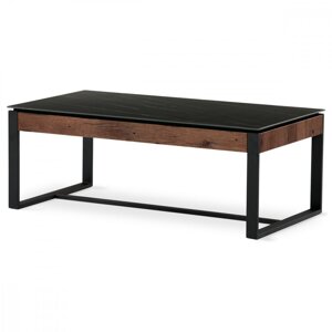 AUTRONIC AHG-285 BK Stůl konferenční, deska slinutá keramika 120x60, černý mramor, nohy černý kov, tmavě hnedá dýha