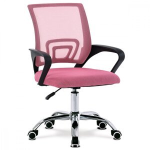 AUTRONIC KA-L103 PINK Kancelárska stolička, poťah ružová látka MESH a sieťovina MESH, výškovo nastaviteľná, kovový chrómovaný kríž