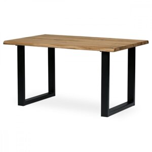 AUTRONIC DS-U140 DUB Stůl jídelní, 140x90x75 cm, masiv dub, kovová noha ve tvaru písmene "U", černý lak