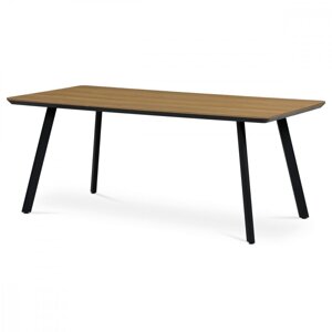 AUTRONIC HT-533 OAK Jídelní stůl, 180x90x76 cm, MDF deska s dýhou odstín dub, kovové nohy, černý lak