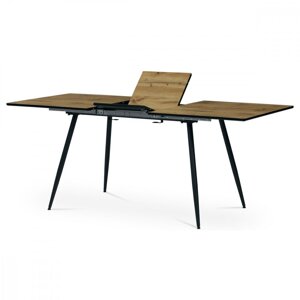 AUTRONIC HT-921 OAK Jídelní stůl, 140+40x80x76 cm, MDF deska, dýha divoký dub, kov, černý lak