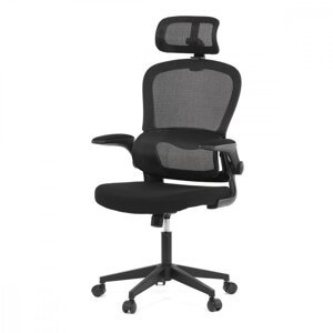 AUTRONIC KA-E530 BK Židle kancelářská, černý mesh, černý plast, nastavitelný podhlavník, bederní opěrka