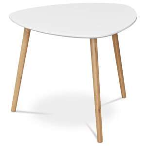 AUTRONIC AF-1134 WT Stůl konferenční 55x55x45 cm,  MDF bílá deska,  nohy bambus přírodní odstín