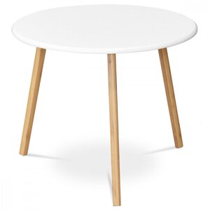 AUTRONIC AF-1144 WT Stůl konferenční 60x60x50 cm,  MDF bílá deska,  nohy bambus přírodní odstín