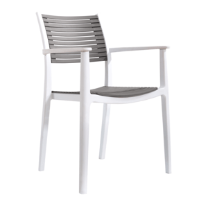 KONDELA Stohovateľná stolička, biela/sivá, HERTA
