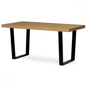 AUTRONIC HT-514 OAK Jídelní stůl, 160x8x760 cm, MDF deska, dýha dub, kovové nohy, černý lak