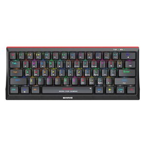 Marvo KG962G EN - R, klávesnica US, herná, mechanická typ drôtová (USB), čierna, RGB, červené spínače
