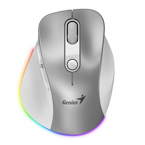 Myš bezdrôtová, Genius Ergo 9000S Pro, strieborná, optická, 2400DPI